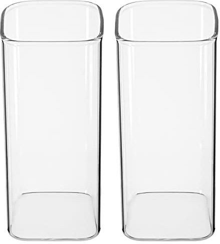 Angoily 2 Vasos De Cristal Cuadrados – 13. Vasos De 5 Oz Aptos Para Horno De Microondas – Vasos Altos Transparentes Vasos De Agua Para Leche Jugo Cerveza Cócteles Y Bebidas Mixtas.