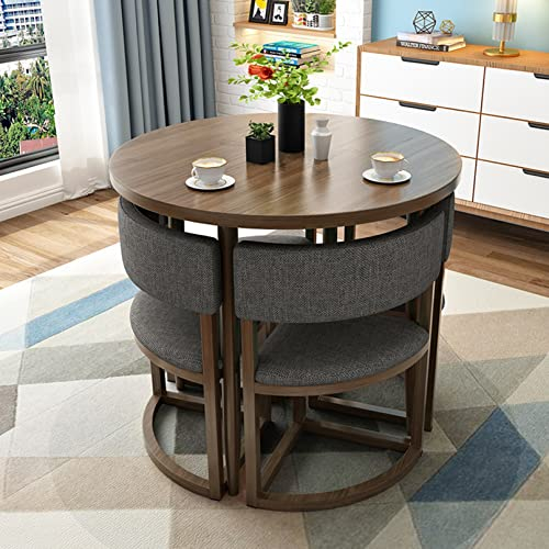 Esstisch rund 80 cm Couchtisch und Stühle Set 5-teilig kleiner Raum Büro Konferenztisch Seminartisch Wohnung Arbeitszimmer Balkon Küche Salon Café Lounge Bankettstühle Essecke Frühstücksecke ( Color :