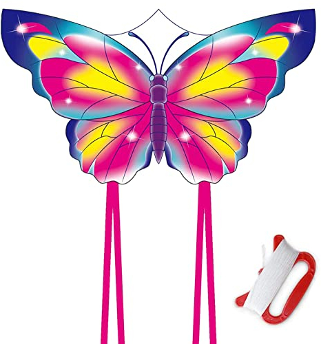 Schmetterling Drachen Kinder Erwachsene, Schmetterling Flugdrachen Kinder Junge Mädchen, Drachen Spielzeug Flugspielzeug Für Kindergeburtstag Geburtstag Geschenke, Mit Flugdrachen Zubehör (Rosa)