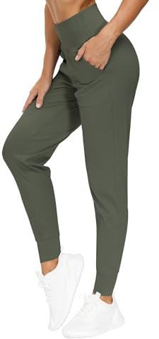 THE GYM PEOPLE Damen High Waist Jogginghose Stretch Leichte Sporthose | Tapered-Leg, 2 Taschen, Bauchkontrolle, Weiches, 4-Wege-Stretch, Atmungsaktiv, Laufhose Yoga Gym Fitness Wandern Freizeit