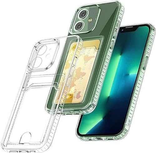 Xerial pour iPhone 12 Mini Coque avec Porte-Carte, Transparent Silicone TPU étui de téléphone, Ultra Mince, Souple, Antichoc Housse de Protection,Bumper Cover