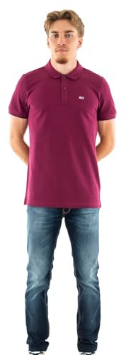 Tommy Jeans Maglietta Polo Maniche Corte Uomo Slim Fit, Rosso (Valley Grape), XS