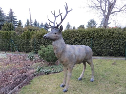 XXL Rothirsch Hirsch lebensgross 250cm Wild Gartenfigur Cudek Garten Deko Figur