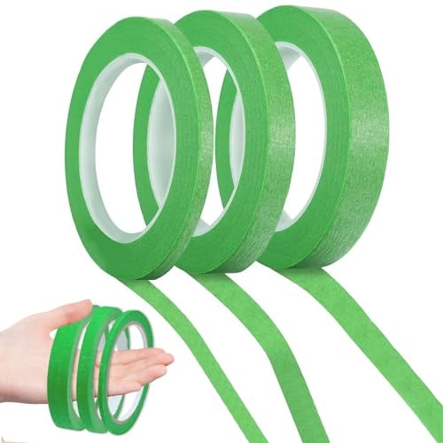 YzmrBdqc 3 Rollen Fine Line Tapes, Malerband, Künstler-Abdeckband, 3 mm/7 mm/12 mm breit x 22 Yard, Wasserdichte Selbstklebende Masking Tape für Autolack Malerarbeiten Heimwerker Basteln (Grünes)