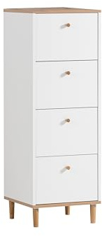 Schildmeyer Kommode Hilda 155884, weiß matt/artisaneiche Dekor, 40 x 40 x 116,7 cm