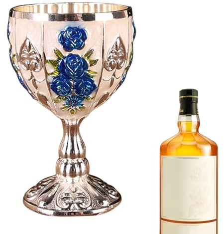 Rurunklee -Weinkelch, Zinklegierung, Retro-geprägtes Blumenmuster, eleganter Pimp-Tasse, Weinschrank-Ornamente, Kelch, Geschenk für Zuhause, Bar, Hochzeit, Retro-Ornamente, kleine Weintasse, 30 ml