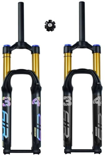 VTT Fourche À Suspension Vélo Pivot Droit 1-1/8'' Fourches Avant De Montagne Air L'amortisseur 27.5 29 Pouces Axe 100×15mm Course 140mm Rebond Ajuster (Color : Gold Manual, Size : 29inch)