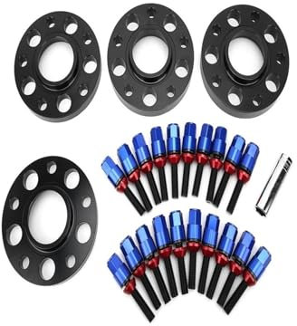 DAMGA 2PCS 15MM + 2PCS 20MM Spurverbreiterungen PCD 5x11 2 66,6mm Für Mercedes Für Benz W202 W203 W208 W210 W116 R107 R170 Spurverbreiterungen (Color : Blau)