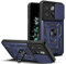 ILING Coque pour OnePlus 10T 5G, Texture Métal Mate Antichoc Dos Rigide PC Housse, Doux Silicone TPU Bumper Étui avec Support pour Bague et Caméra Couvercle (Bleu)