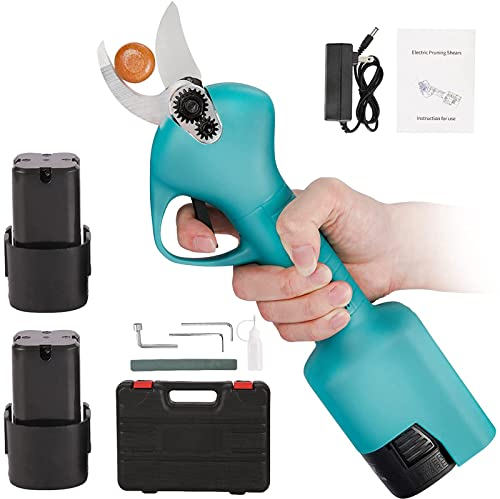DIIDIIFF Tijeras de podar elécts, podadora Manual inalámb con 2 Piezas de Respaldo, podadora de Ramas de árbol con batería de Litio Recargable para podar árboles frutales de jardín, cizalla eléctr