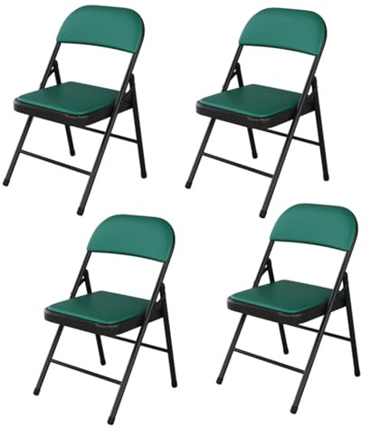 OYWEHECE 4 Stück PU-Klappstuhl für den Innenbereich, Metallrahmen, Faltbarer Schreibtischstuhl, Campingstuhl, platzsparender Bürostuhl für Gast, Besucher und Konferenz, temporärer Sitz,C