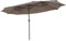 COSTWAY Parasol de Jardin Double 470 x 280 CM avec 48 LED à Énergie Solaire, Parasol Extra Large avec Manivelle, Parasol Jumeau avec Évents et Panneau Solaire à Chargement Automatique (Brun)