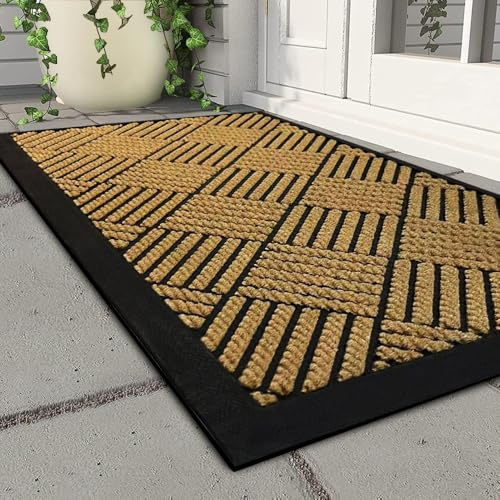 Qingbei Rina 50x80 cm Fußmatte außen, rutschfeste Schmutzfangmatte Outdoor Türmatte, Waschbar Fussmatte aussen für Haustür, Eingangsbereich, Garten