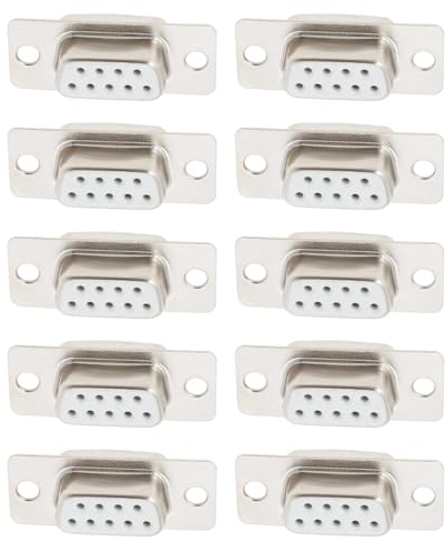 YINETTECH 10 Pièces DB9 RS232 Connecteur Femelle 9 Broches D-SUB Série Type de Soudure Connecteur de Joints Plaqués Or pour équipement de Contrôle Automatique Décodeur Informatique