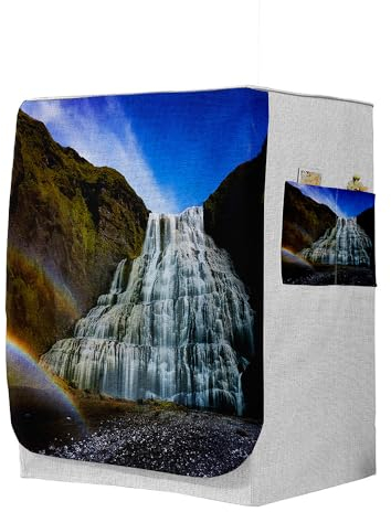 Highdi 3D Funda de Lavadora Cubierta, Secadoras de Carga Frontal Protector Exterior Cubierta a Prueba de Polvo (Capacidad S 6~7,5kg,Arroyos 6)