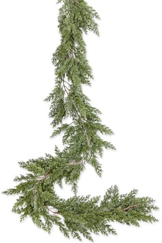 Fomlily Weihnachtsgirlande aus Kiefernholz, realistische Zedern-Girlande, Zypressen-Girlande für Urlaub, Kamin, Tischdekoration, 2,7 m