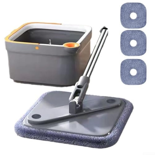 HEBEOT Set di mocio piatto e secchio mocio e secchi per la pulizia della piscina Mop a mani libere Mop rotante a per 360 gradi Pulizia Wet Dry Doppio uso