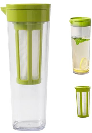 Pichet de boisson avec pichet d'infuseur à eau de couvercle 1,1 L / 38 once BPA résistant à la chaleur BPA Fruit Infuseur Pichet d'eau en plastique Pichet de thé glacé pour le réfrigérateur Jug pour