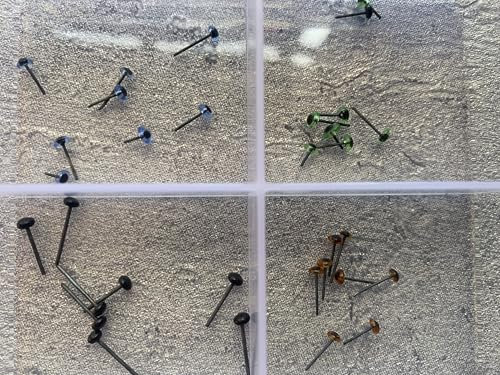 heidifeathers Glass Eyes - Mixed Size Packs and Mixed Colour Packs. Small Eyes for Needle Felting Animals. Glass Eyes on a Spike, Easy Glue in. (3mm Mixed Colours - Blue, Green, Black and Amber)