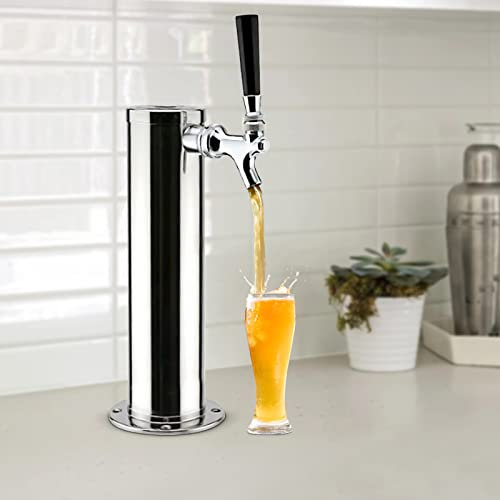 MEHOOSPVN Torre de cerveza de barril de un solo grifo, torre de cerveza de acero inoxidable, dispensador de cerveza, torre de cerveza con manguera, llave, cubierta para bar en casa, bar, picnic,