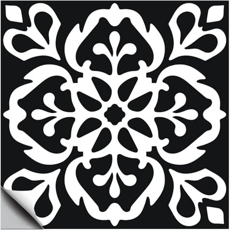 CHGCRAFT 36 pièce Motif Gothique Noir Papier Peint Autocollant Carrelage Utilisé pour la Cuisine la Salle de Bain la Chambre à Coucher le Mur la Cheminée la Décoration du Sol 3.9x3.9 pouces