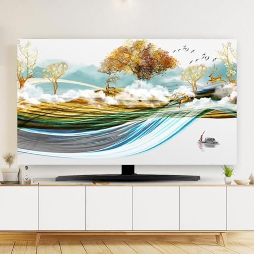 Yoeoefuo TV Cover TV Screen Protector 32 - 85 Inch Multiple Sizes TV Protective Cover Landscape Print TV Protective Cover Modern Design TV Protection Dustproof Case Cover (Style 1.32 Inches)