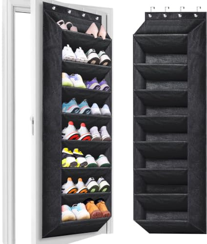 QUMENEY 8 Shelves Over Door Shoe Organizer Hanging Shoe Rack
