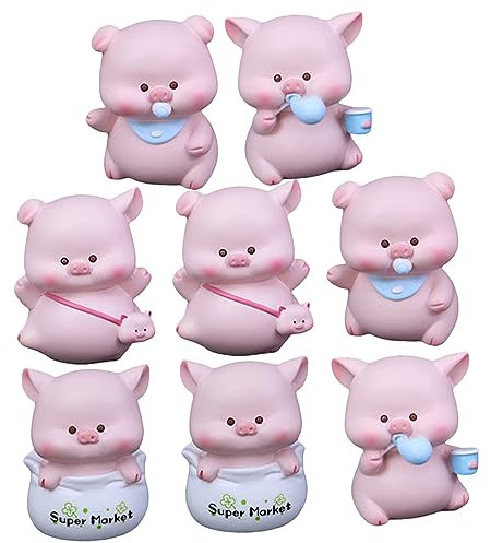 PRETYZOOM Cartoon Pig Cake Decorations Resin Pig Car Ornaments Mini Pig Statue for Car Adorable Garden Decor