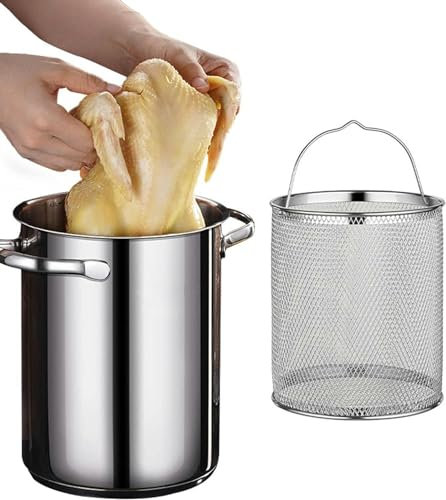ZHJOPP Spargeltopf aus Edelstahl 304, 4,1 l Spargel-Gemüse-Dampfgarer, Spaghetti-Nudeln, Herd mit abnehmbarem Korb und sichtbarem Deckel, Öl-Frittierpfanne