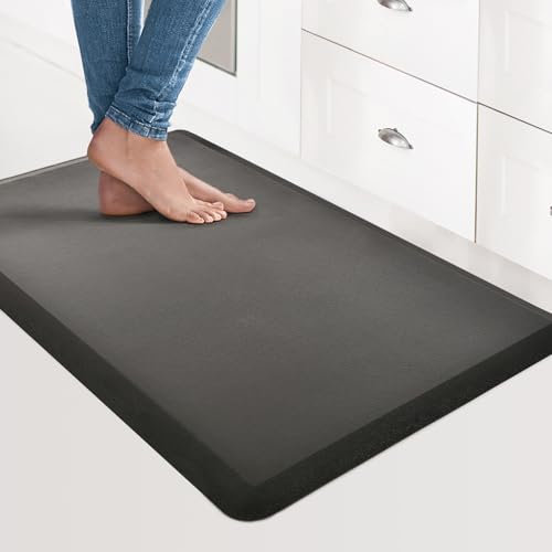 Art3d Alfombra antifatiga – Alfombra de Cocina Acolchada – Antideslizante y cómoda – para estación de pie, Oficina o Garaje – 71 x 44 x 1,2 cm – Negro Elegante
