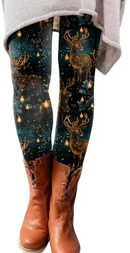 Endland Damen-Leggings für den Weihnachtstag, und Winter, mit künstlerischem Spritzer-Aufdruck, weiche, Dehnbare Hose Elastisch Schwarz (AG, M)