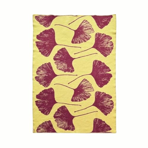 JOWOLLINA Wendedecke Wolldecke Plaid Kuscheldecke Öko-Wolle 130x200 cm, Ginkgo (Vintage Plum)