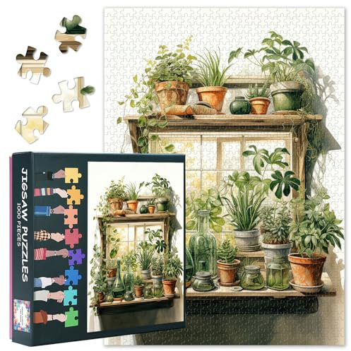 Plants Jigsaw Puzzles 1000 Piece, Green Leaf Puzzles for Adults Educational Games Home Decoration, Botany Challenging Jigsaw Puzzle for Family Men Women Finished Size is 27.5 x 19.7 inch