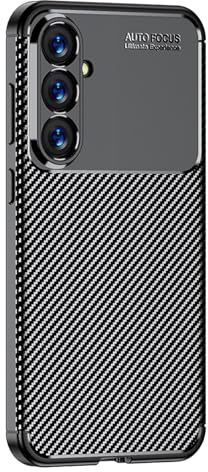 LBH Handyhülle Carbon Look für Samsung Galaxy S23 FE Schutzhülle Karbon Handy Case Slim Cover Bumper Schutz Hülle Kratzfest Stoßfest rutschfest FusionGuard Pro Schwarz