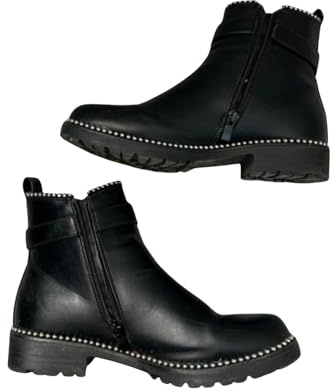 J5Fashion Schwarze Chelsea-Stiefel mit Nieten, Finlay, Schwarz , 36 EU
