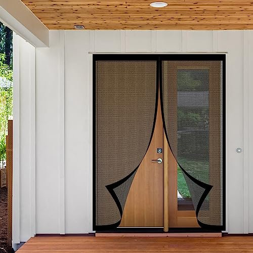 Zanzariera magnetica, 165,1 x 185,4 cm, facile da installare, anti-zanzara per balcone, terrazza, ante scorrevoli, porta del soggiorno, tiene lontani i gatti, colore: nero