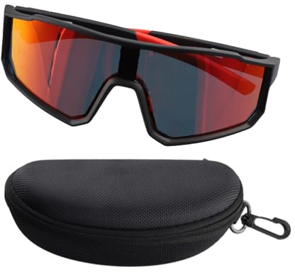 BMYUK Polarized Sports Sunglasses UV400 Protection for Men Women Running Hiking Fishing Cycling Baseball Golf(Black Frame Red Film Polarized)