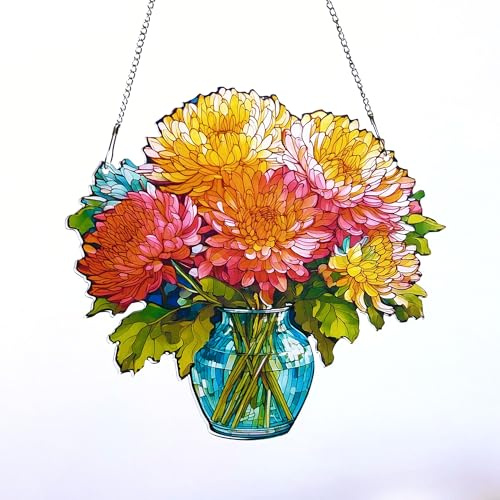 Image Industry Crisantemi Novembre - Acchiappasole con fiori per la nascita, fiori eterni, decorazioni in acrilico, regalo di compleanno