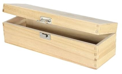 Hyper Mart Luxury High Quality Unpainted Wooden Wine Champagne Whisky Gift Box with Lock, Bottle Storage (Wooden Hinged)