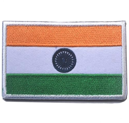 Uzztfa India Flag Patch India Flag Embroidered Patches Indian Flags Military Emblem Patch for Clothes Hat Backpacks Pride Decorations