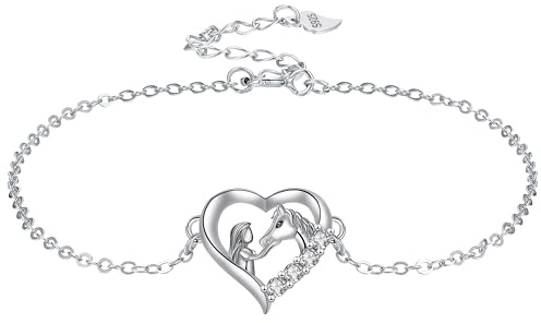 Yinsen Damen Herz Anhänger Armband 925 Silber Verstellbar – Geschenk für Frauen zu Valentinstag & Muttertag