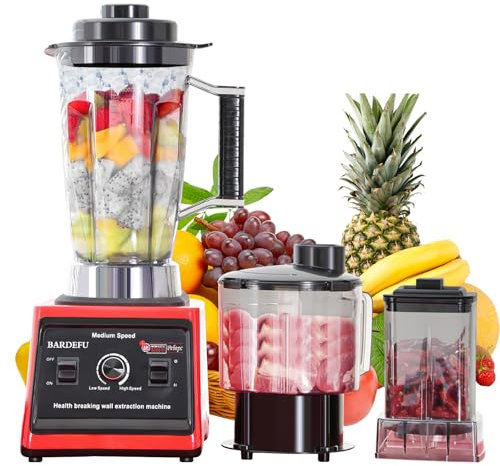 Mixeur en verre de 9 500 W, 3 en 1 professionnel mixeur de 3 l, mixeur pour jus et smoothies avec 15 vitesses, lames 8 tranchants en acier inoxydable, fonction de nettoyage automatique (B)