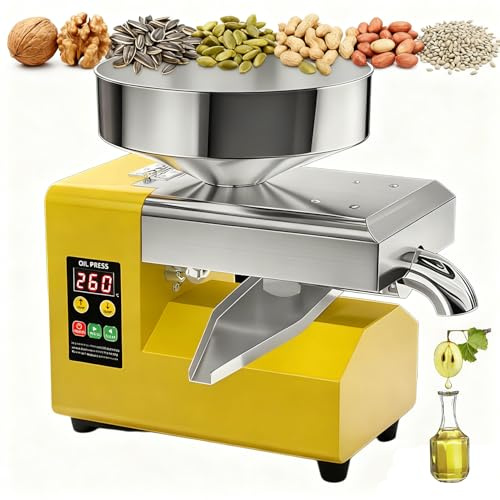 R8S Frantoio a Olio Elettrico Automatico 1500W in Acciaio Inox | spremi semi per olio per Olio a Freddo e a Caldo | Macchina per Olio da Semi e Noci | Torchio per Casa e Uso Professionale