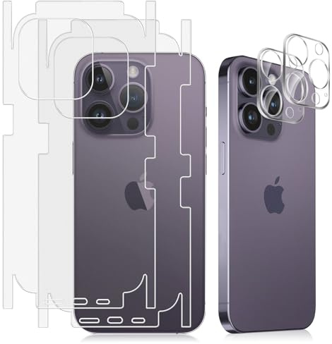 HeeYeal Back Screen Protector TPU +Camera Lens Protection for iPhone 14 Pro | [2+2 Pack] Anti-Scratch, Thin, Matte Texture, Protective Border with Installation Tool Back Protection Film for iPhone 14 Pro