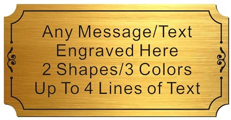 EDSG Personalised Engraved Name Plate, Stainless Steel Name Plaque with Any Text, Custom Memorial Plaques Name Labels Plaques for Urn, Trophy, Frames, Adhesive Backing (Gold-Square Corner, 2x4 in)