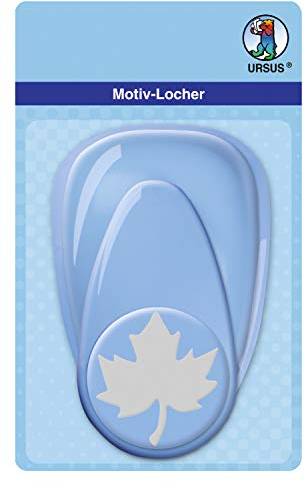 Ursus 19450014 - Motivlocher mit Hebel maxi, Ahorn, blau, ausgestanztes Motiv ca. 50,8 mm, aus Kunststoff mit Metallstanze, geeignet für Grammaturen von 160 220 g /qm