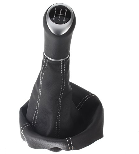 ICT Schaltknauf Schalthebel orange beleuchtet Schaltsack Schaltmanschette Leder, Naht silber, 5 gang, kompatibel mit: Opel Astra G Coupe/Cabrio/CC/OPC 1998-2005