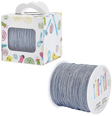 PH PandaHall Fil de nylon per perline braccialetti collane bigiotteria e mestiere fai da te 0.8mm Grigio scuro Circa 90 m/roll