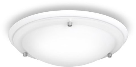 MiniSun | Modern IP44 Disc Shaped White Gloss & Frosted Glass Flush Bathroom Ceiling Light | Bathroom & Home Improvements Essential | 4w LED ES E27 Warm White Bulb