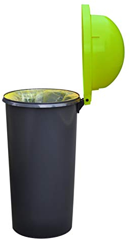 KUEFA HD 60L Müllsackständer, Mülleimer mit Scharnierdeckel und Klemm-Ring Gelber Sack, stabil, strapazierfähig, geruchsdicht, auslaufsicher, universell einsetzbar (Hellgrün)